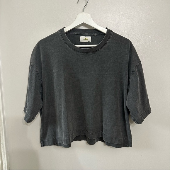 Joah Brown Boxy Crew Cotton Tee Washed Black - Picture 2 of 6